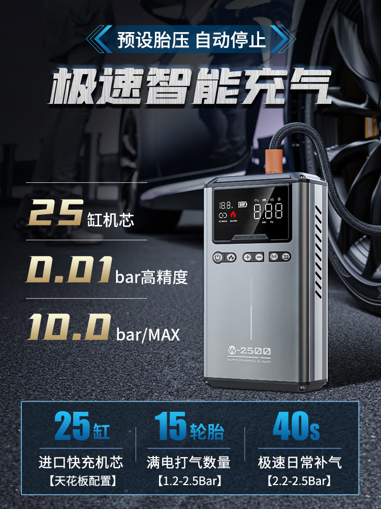 Maseron Car Air Pump with Tire Pressure Measurement and Inflation All-In-One Machine, Electric Car Tire Inflator