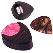 1Pc Guar Picks Box yli Portable Wooden Heart Shaped Gu