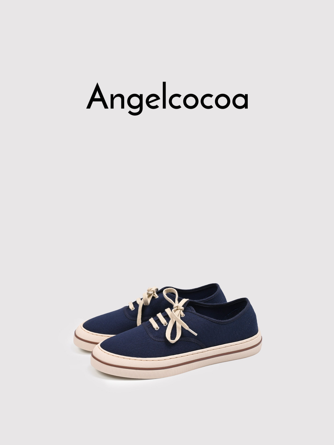 Japanese Angelcocoa Retro Lace-Up Casual Canvas Shoes for Women, Lazy, Casual, Comfortable and Versatile Dark Blue Sneakers
