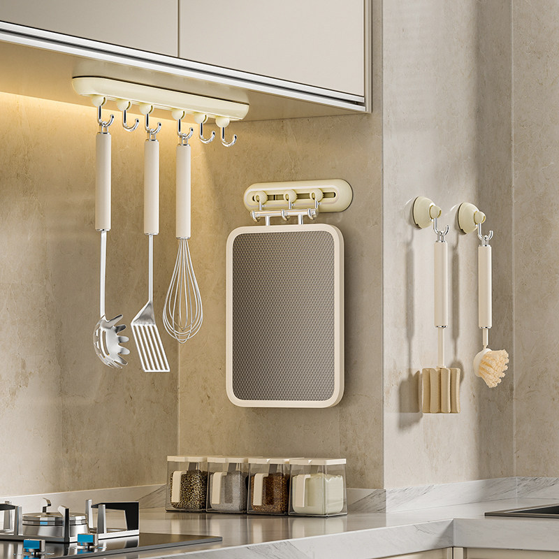 Six-Hook Strong Adhesive Wall Hooks, Heavy-Duty, Non-Falling, Dormitory Storage, Wall-Mounted, Kitchen, Traceless, No-Drill, Door Back Adhesive Hooks