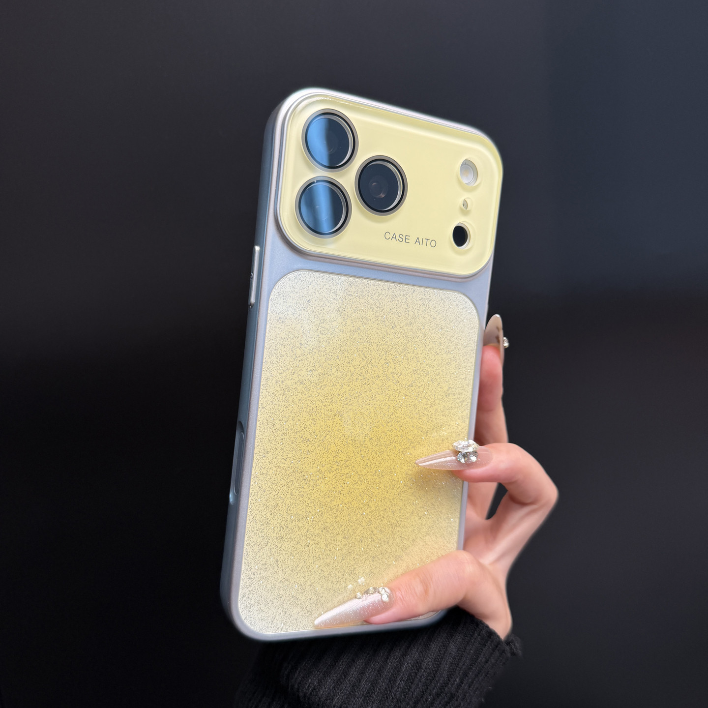 Milky Yellow Gradient Glitter Phone Case For Iphone 17 16 15 14_voghion.com