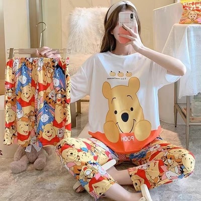【三件套】睡衣女短裤短袖长裤休闲可爱卡通甜美家居服套装可外穿