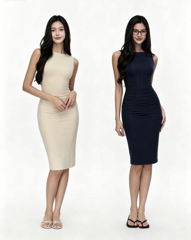 Jim Kennet One-Line Neckline Sleeveless Slim-Fit Stretchy Ruched Bodycon Dress for Women, Summer Waist-Cinching Short Dress