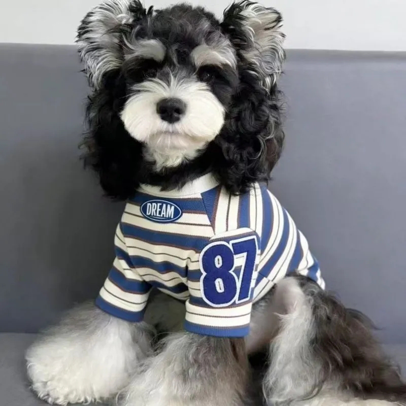Dog Striped Two-Legged Clothing, Summer Thin Pet Clothing, Teddy, Bichon, Schnauzer, Sporty Style, Anti-Shedding Clothes