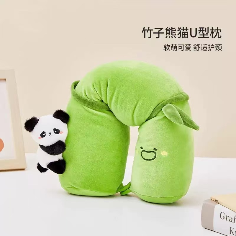 Panda Base Same Style Panda Huahua Panda U-Shaped Pillow, Convenient for Travel, Cute Travel Souvenir, Gift for Friends