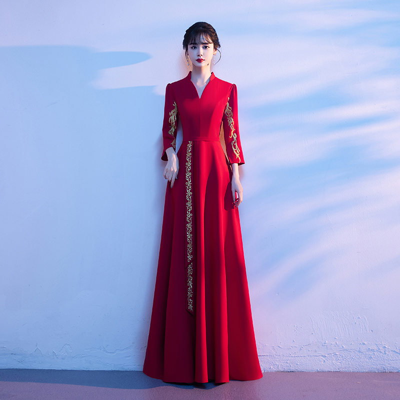 Red Choir Performance Attire for Women 2026 New Style High-End Elegant Host Awards Ceremony Etiquette Clothing Dress