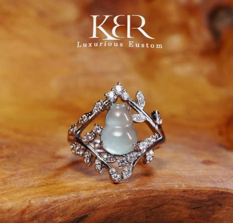 High-definition natural A-grade jade gourd ring open ring KBR50525009