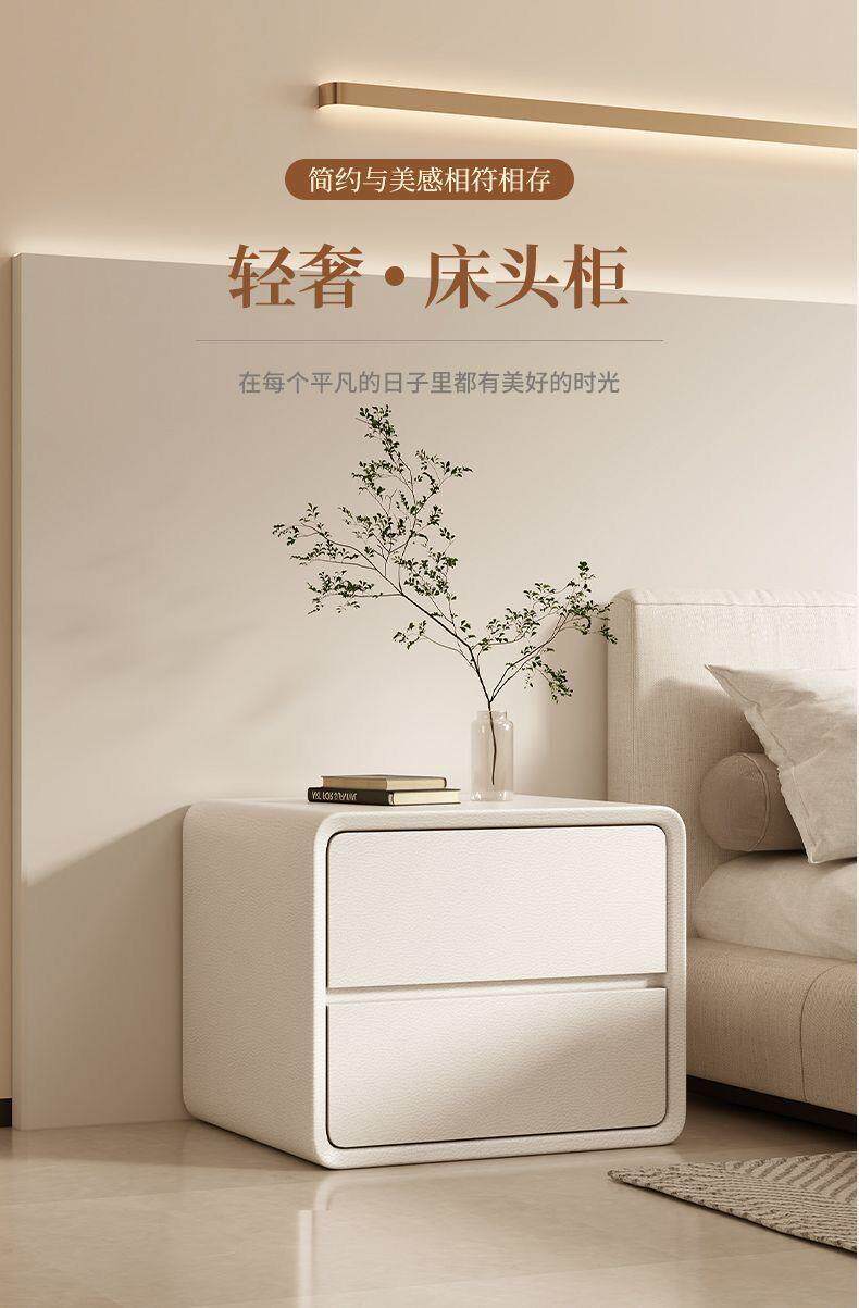 Solid Wood Nightstand: Cream Style Minimalist Design - Taobao product photo 6
