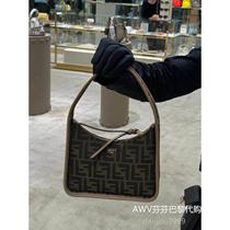 Womens bag mini bag metal logo zipper closure jacquard crescent bag armpit bag