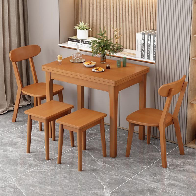 餐桌家用小户型实木折叠餐桌现代简约多功能旋转加厚桌面餐厅饭桌