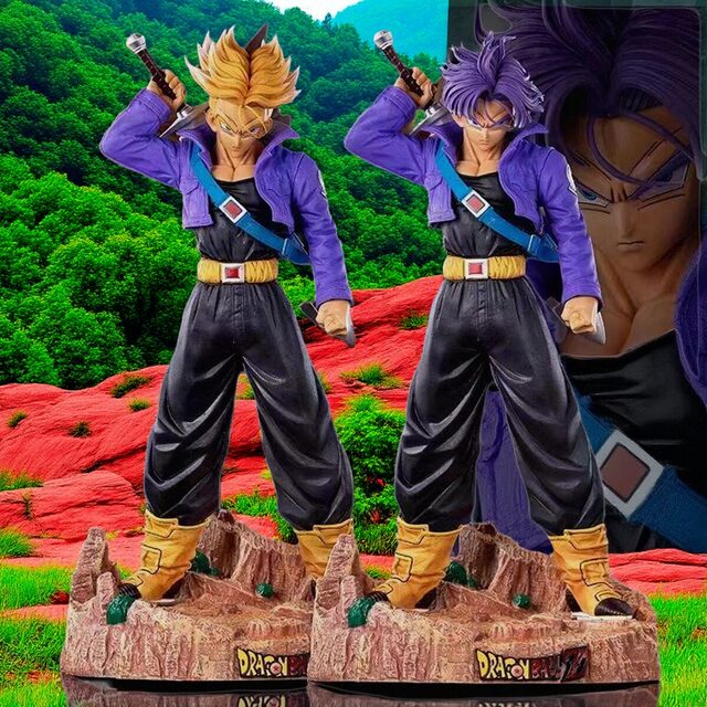 Dragon Ball Super Saiyan Figure, Extra Large Trunks with Dual Head Sculptures, Future Warrior Model, Display Piece