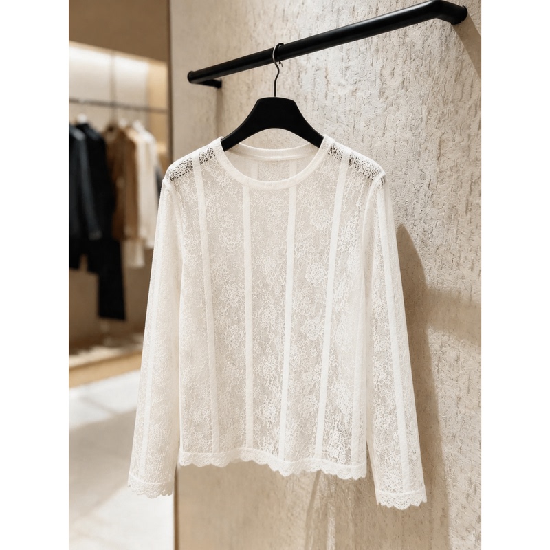 French-Style Elegant and Gentle White Lace Hollow-Out Inner Wear for Women, New Autumn Fashion, Light Luxury, Age-Reducing and Stylish Top French-Style Elegant and Gentle White Lace Hollow-Out Inner Wear for Women, New Autumn Fashion, Light Luxury, Age-Reducing and Stylish Top