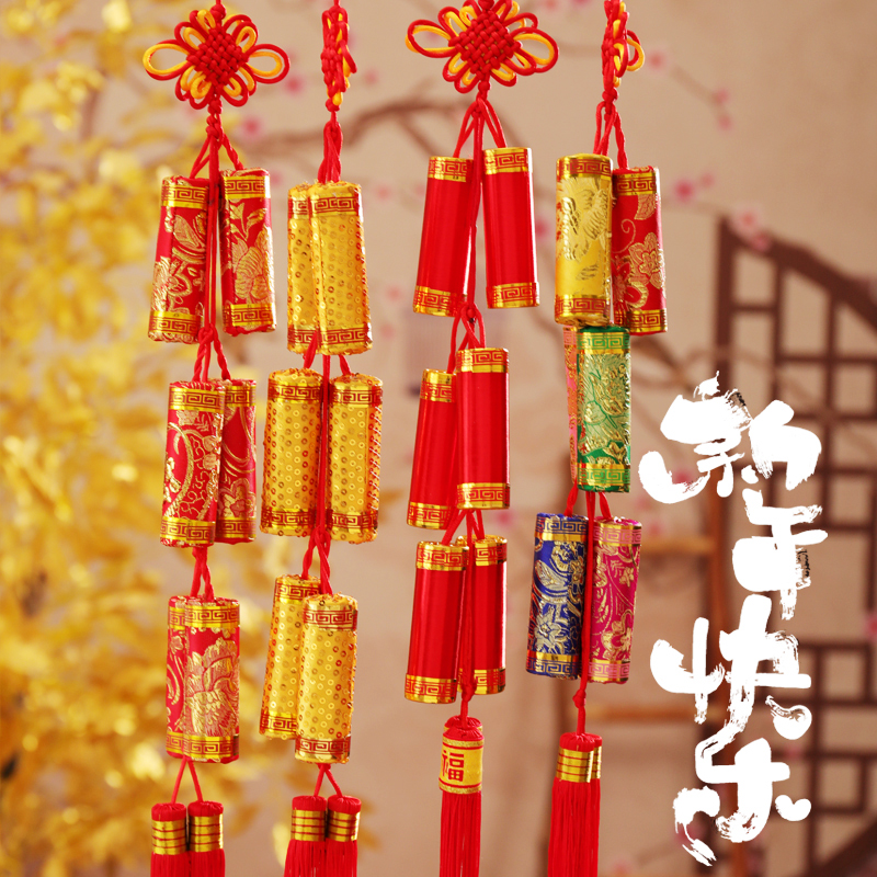 Spring Festival firecracker pendant 2022 Tiger Year flannel pepper sachet skewer supplies New Year pendant cannon battle decorations