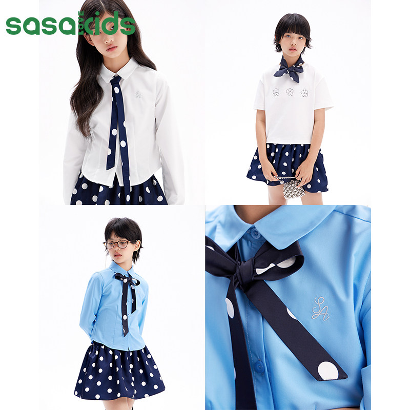 LOVESASAKIDS Korean style polka dot satin tie for girls, super easy to match, retro, elegant, and unique polka dot.