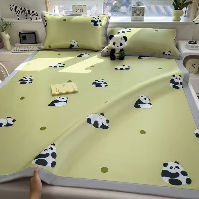 Summer ice silk mat three-piece set of bed sheets summer cool mat dormitory student single washable household air conditioner