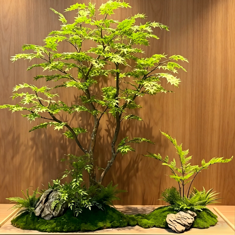 Artificial Green Plant, Acer Palmatum, Fake Green Maple, Fake Tree, Landscape, Window Display, Tea Room Window, Plant Decoration Ornament