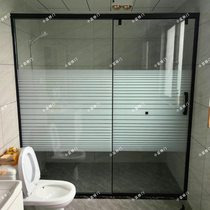 Customized black straight-line shower room tempered glass bathroom bathroom partition sliding door screen simple bath room