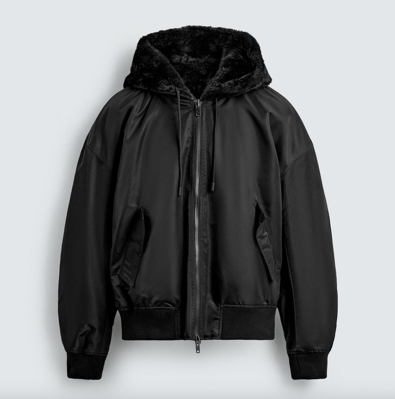 Spanish Fashion Men's Hooded Faux Fur Reversible Thick Jacket Bomber Coat 0993400
