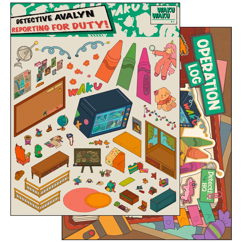 Waku4.0 Xiaohongshu Same Style Original Miniature 2.5D Stereo Collage Scenery Stickers Waku4.0 Xiaohongshu Same Style Original Miniature 2.5D Stereo Collage Scenery Stickers