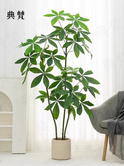 Artificial Green Plant Money Tree Decoration, High-End Luxury Indoor Fake Potted Plant, Large Floor-Standing Tree for Living Room, Simulated Plant