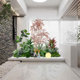 Simulated green plant landscaping indoor artificial tree decoration under the stairs, bionic plant landscaping combination clothing store window view