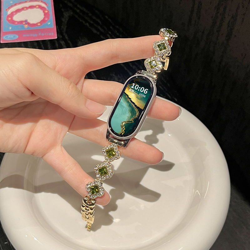 Suitable for Xiaomi Mi Band 11 Strap, Popular Models 10, 9, Light Luxury 8, Flower-Embellished Metal Chain Style 7/6/5/4/3 Nfc Version Wristband, Fashionable and High-End Flower Rhinestone Universal 11Th Generation Ceramic Version Strap Suitable for Xiaomi Mi Band 11 Strap, Popular Models 10, 9, Light Luxury 8, Flower-Embellished Metal Chain Style 7/6/5/4/3 Nfc Version Wristband, Fashionable and High-End Flower Rhinestone Universal 11Th Generation Ceramic Version Strap