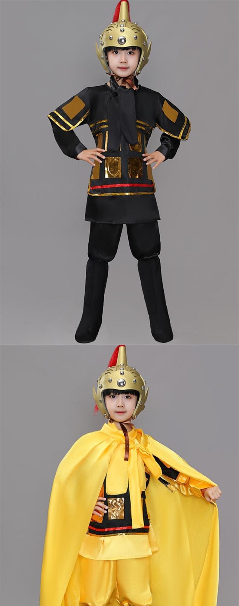 товар из китая 儿童古装汉服三国演义士兵演出服花木兰古代士兵服装岳飞将军盔甲
