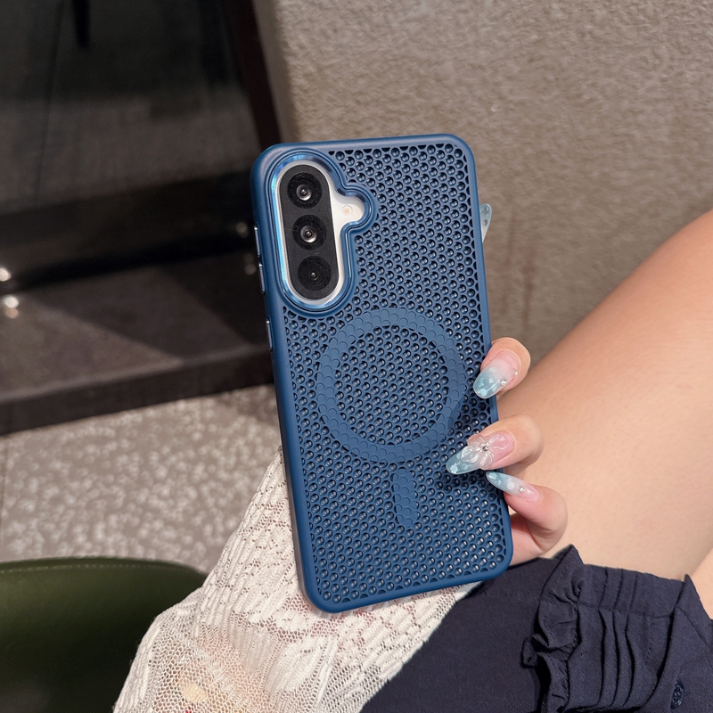 Suitable for Samsung A57 Phone Case, Galaxy A37 Honeycomb Cooling Hollow Magnetic Shockproof Protective Cover, New A27 Silicone Soft Edge A56 Simple and Stylish A55 New Summer A17 Back Cover for Men