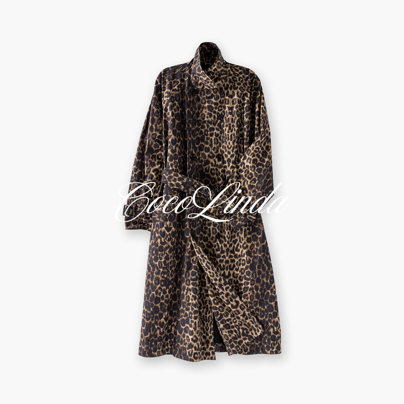 Cocolinda | High-Quality 26 Early Autumn Leopard Print Silhouette Long Trench Coat C8240