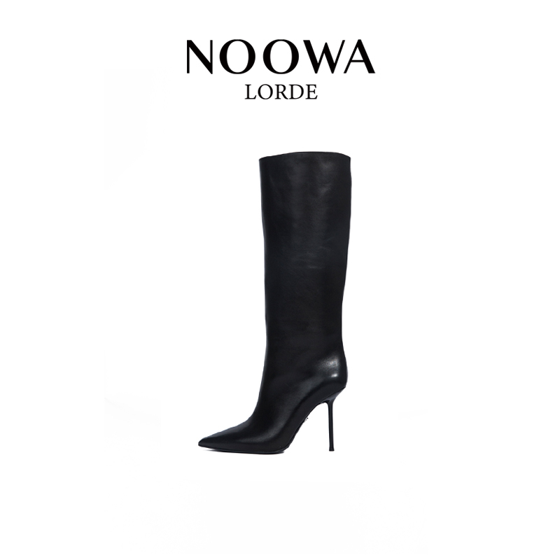 Noowa Joey Yung Same Style Light Luxury Long Boots for Women 2026 New High-Heeled Pointed Toe Elegant Genuine Leather Riding Boots