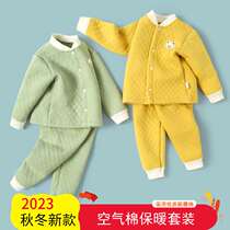 Baby and childrens warm autumn clothes cotton long johns set pure cotton underwear baby autumn and winter thickened home clothes for boys and girls