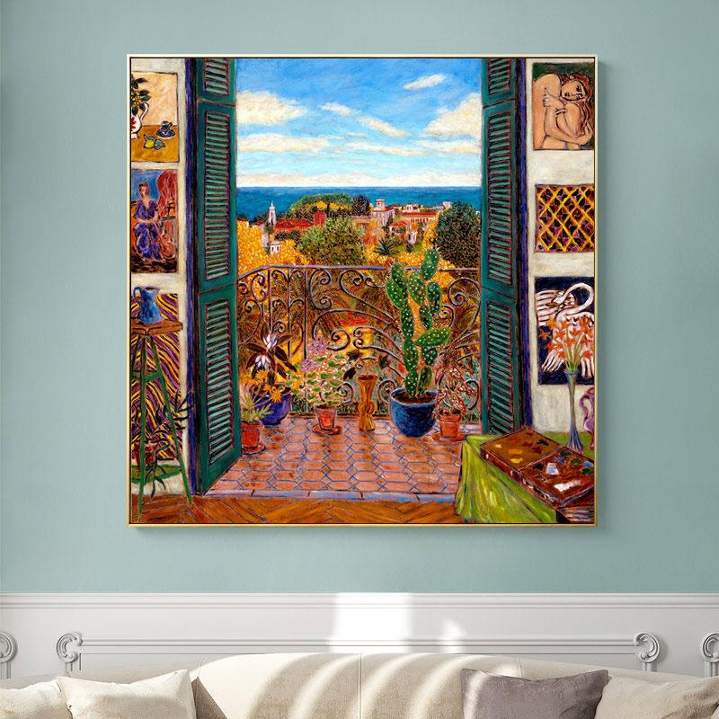 Matisse's Open Window Brutalist Modern Living Room Abstract Decorative Painting Dining Room Landscape Painting Wall Art
