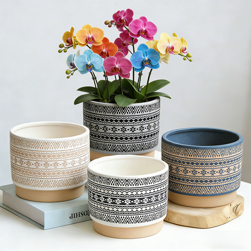 Totem Retro Ceramic Flower Pot with Tray, Breathable and Water-Absorbent, Plain-Fired for Flowers and Green Plants, Garden Decoration, Special Clearance Sale Totem Retro Ceramic Flower Pot with Tray, Breathable and Water-Absorbent, Plain-Fired for Flowers and Green Plants, Garden Decoration, Special Clearance Sale