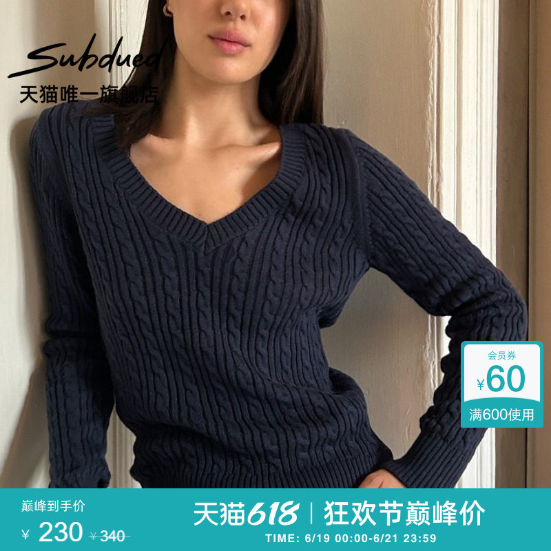 Subdued Sweater 26 New Summer Style Women's Slim Fit V-Neck Twist-Knot Long-Sleeved Knitwear Subdued Sweater 26 New Summer Style Women's Slim Fit V-Neck Twist-Knot Long-Sleeved Knitwear