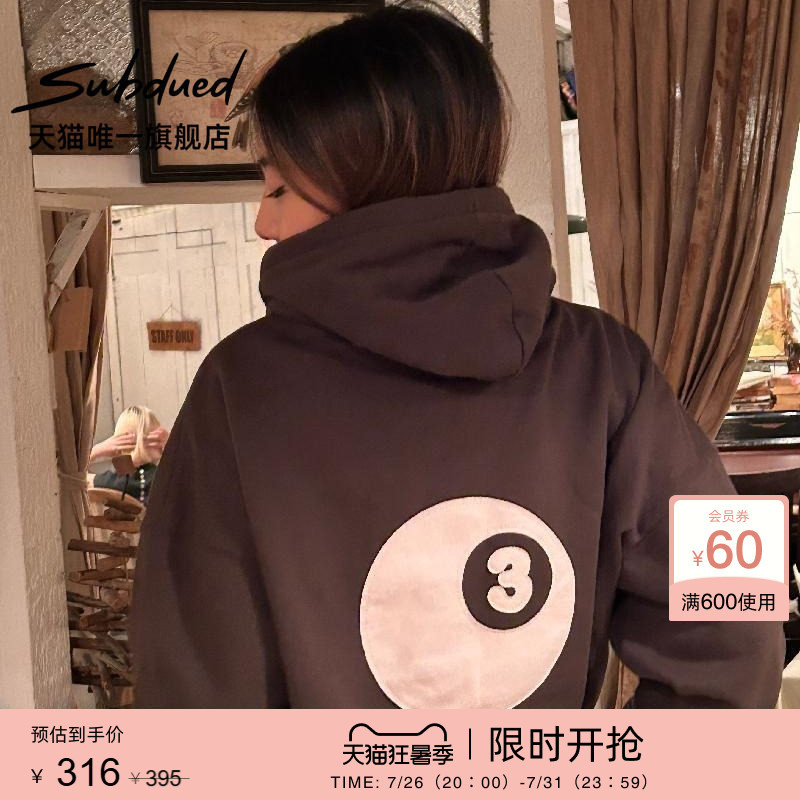 Subdued Sweatshirt 26 Summer Women's Color-Blocked Billiard Patch Loose Casual Hooded Pullover Subdued Sweatshirt 26 Summer Women's Color-Blocked Billiard Patch Loose Casual Hooded Pullover