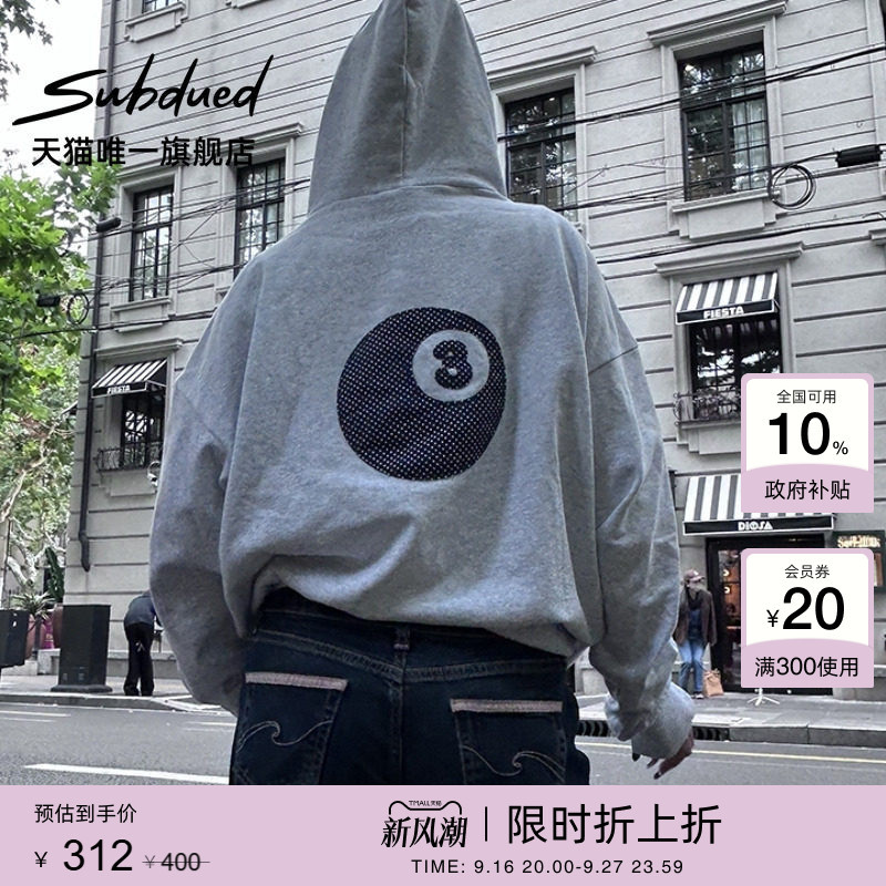 Subdued Sweatshirt Autumn and Winter Women's Digital Billiards Patch Loose Long-Sleeved Hoodie