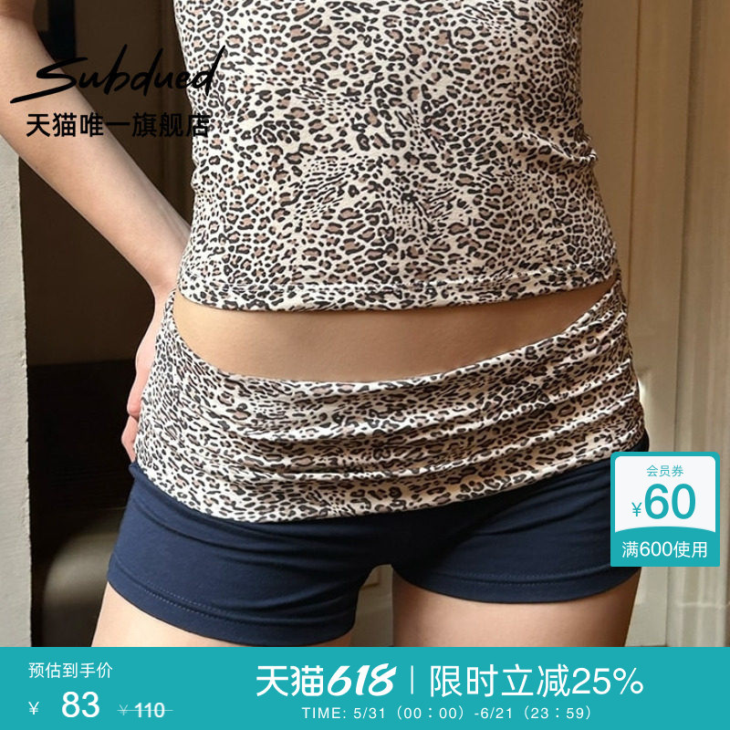 Subdued Shorts 26 Summer Women's Polka Dot Stripe Leopard Print Patchwork Fold-Over Waist Casual Fashion Bottoms