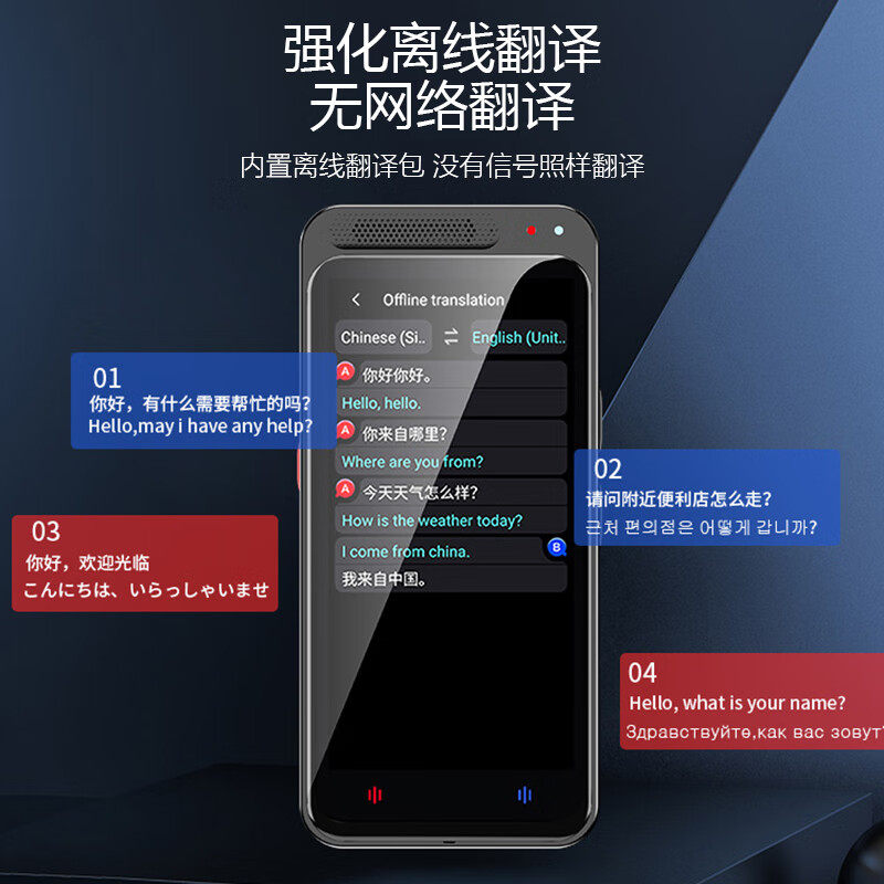 Ai Smart Translator Simultaneous Interpreter Offline 2025 New Model English Japanese Russian Cantonese Thai Vietnamese Korean Indonesian Etc. Portable Translation Device for Traveling Abroad