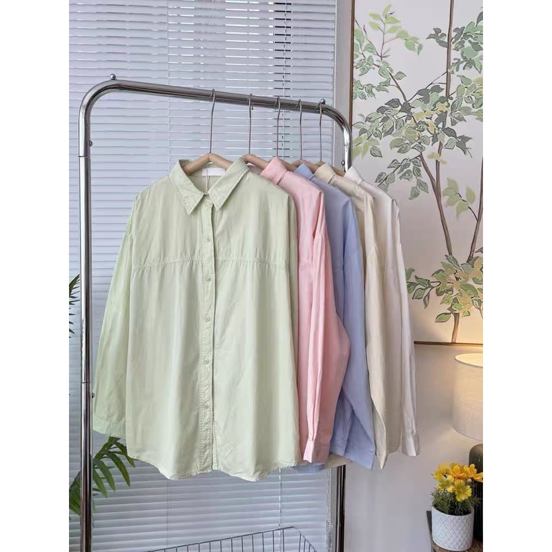 Back Design with a Sense of Style~ Macaron-Colored, Fresh and Loose-Fitting White Long-Sleeve Shirt with a Turn-Down Collar for Women