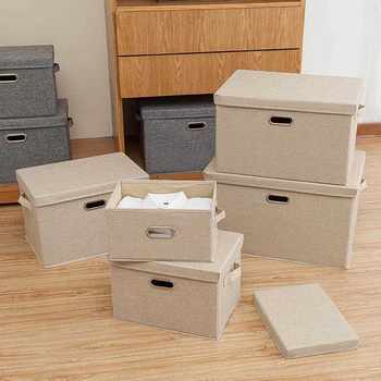 New direct-selling cotton and linen folding storage box, hand-held fabric finishing box, large storage box, desktop miscellaneous storage box