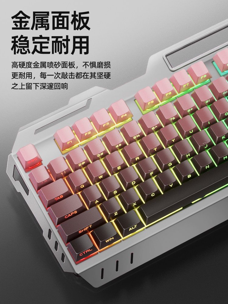 Blackberry Side-Engraved Metal Keyboard and Mouse Set Wired Mechanical Feel Desktop Computer Keyboard and Mouse for Gaming