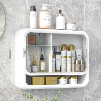 Bathroom without punching wall storage rack hanging cabinet side bathroom side household wall-mounted cosmetic storage box anti-moisture