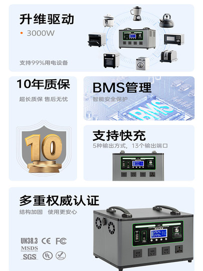 Outdoor mobile power supply 220v portable large capacity and high power camping stall emergency self-driving tour lithium iron phosphate