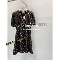 Taozi clothes V-neck silk dress black floral small
