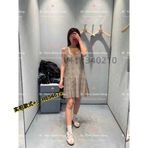 Peach Clothes Gray Collar Skirt Fine Plaid U Vest Dress