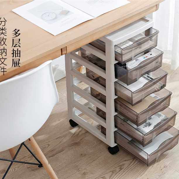 Office combination drawer storage cabinet desktop file cabinet with pulley transparent storage cabinet plastic cabinet