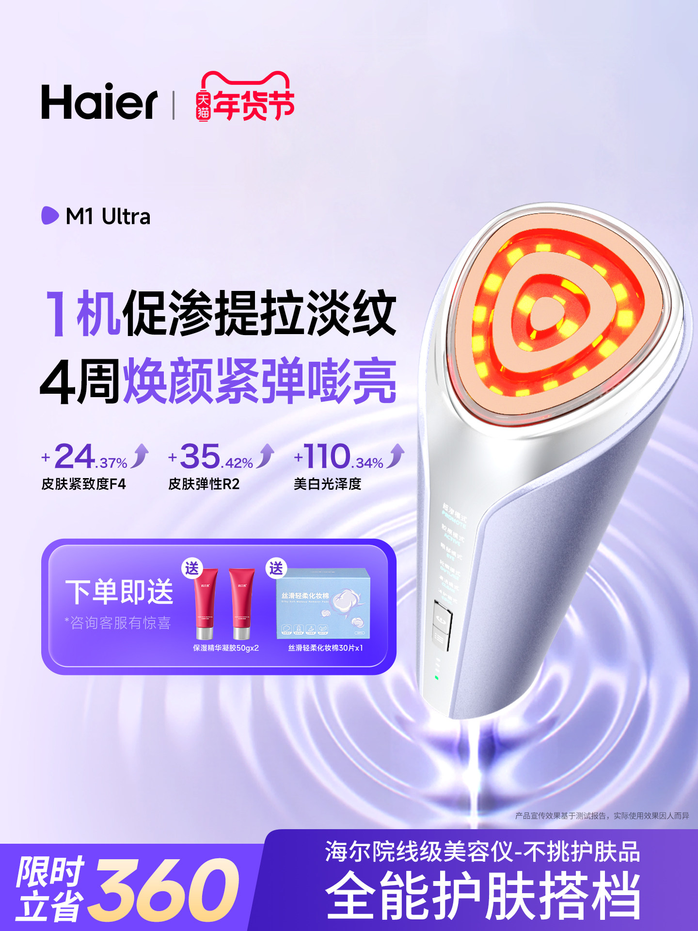 Haier Beauty Device for Lifting and Firming, Promoting Essence Absorption, Cleaning Pores, Facial Massage, Anti-Aging, Lightening Wrinkles, Gift
