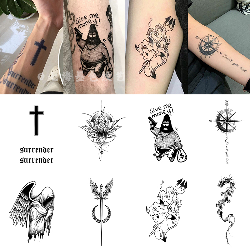 Tattoo Stickers Herbal Semi-Permanent European and American Style Juice-Like Realistic Tattoos for Arms and Ankles Non-Reflective Waterproof Long-Lasting Stickers for Men
