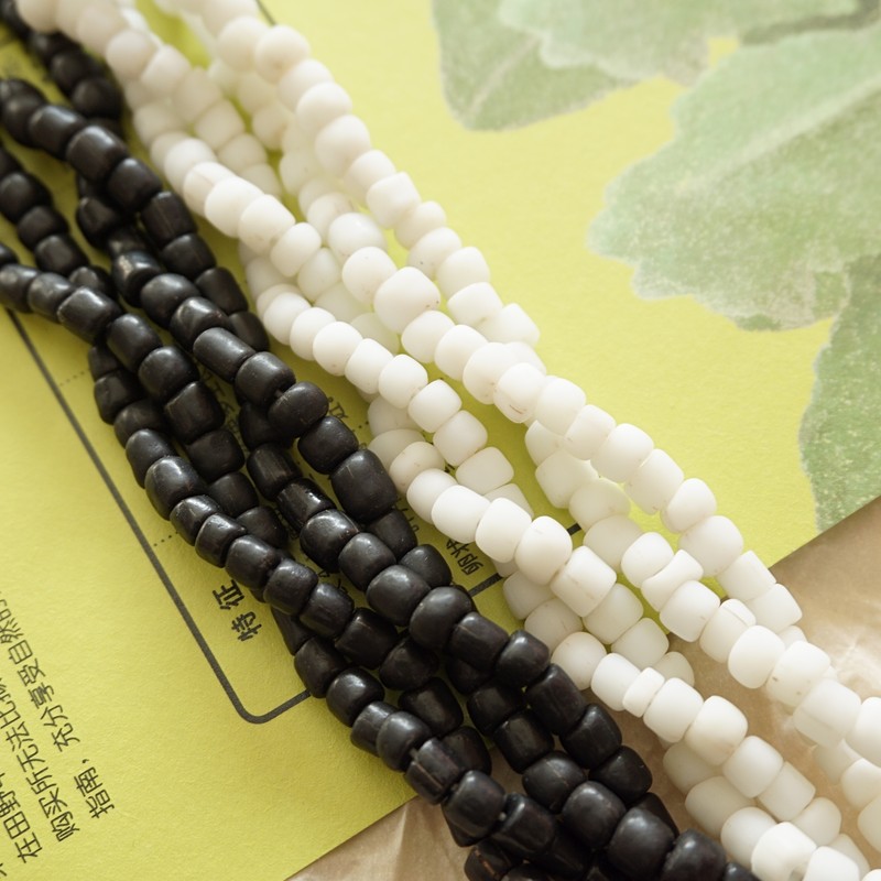 South Asia Imports Black and White Mixed Loulan Glass Seed Bead Chains with a Diameter of about 5Mm-6Mm for DIY Jewelry Accessories