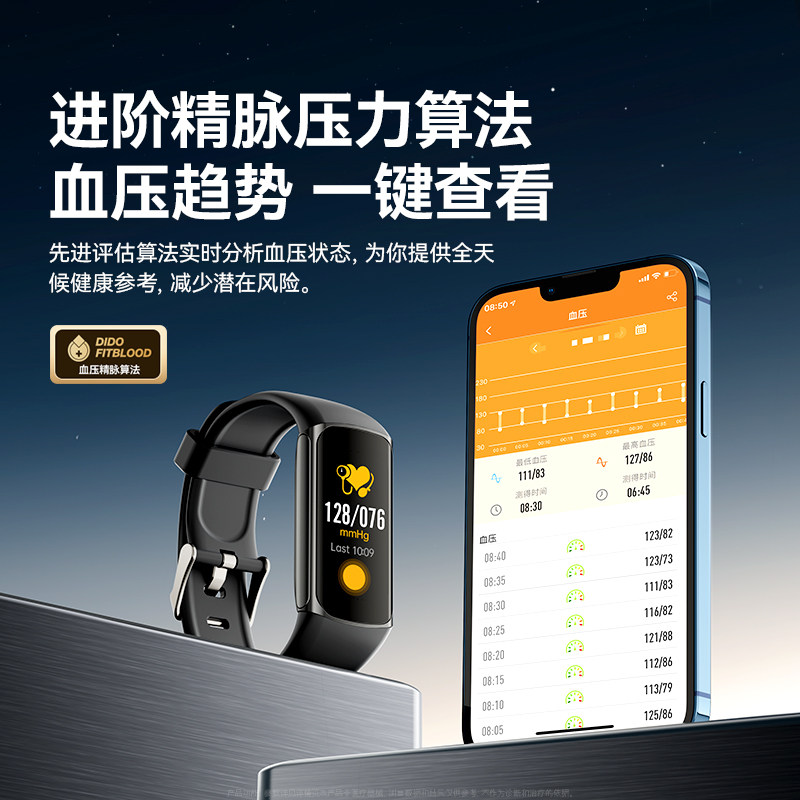 [Official Genuine Product] High-Precision Blood Glucose and Blood Pressure Risk Assessment Heart Rate Bracelet Smart 24-Hour Dynamic Blood Oxygen Health Temperature Sleep Monitoring Exercise Measurement Device Elderly Men and Women Watch